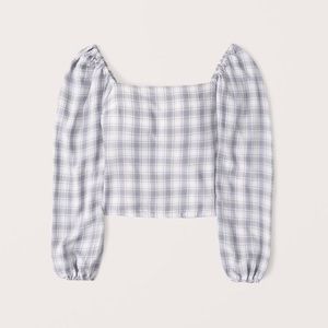 NWOT A+F PLAID PUFF SLEEVE BLOUSE